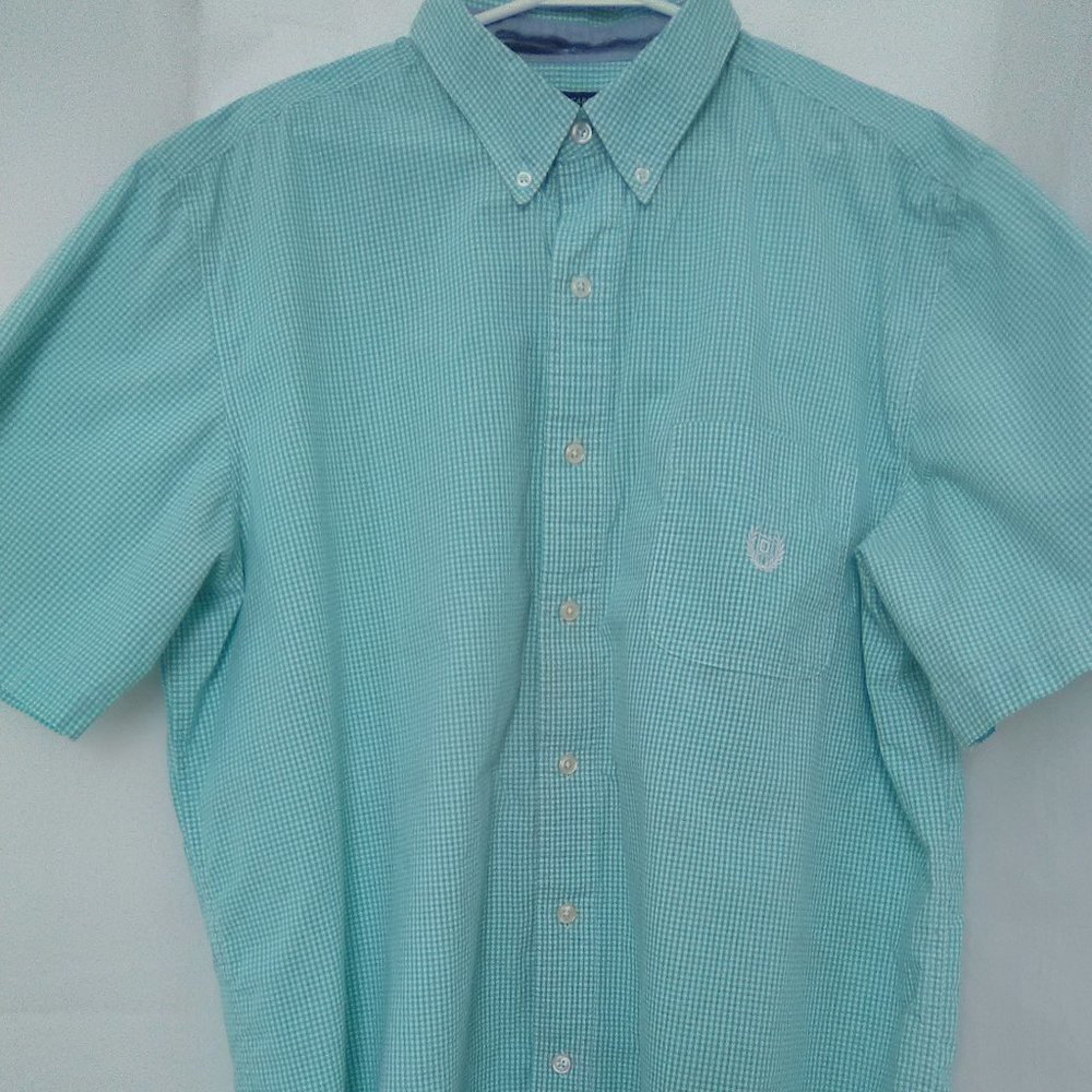 Chaps Men's Short Sleeve Button Up Color Green Size XL Shirt
